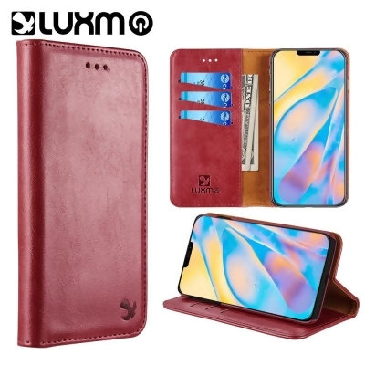 Dream Wireless LPFIP1354-GENT-RD Luxury Gentleman Magnetic Flip Leather Wallet Case for iPhone 13 Mini 5.4, Red 