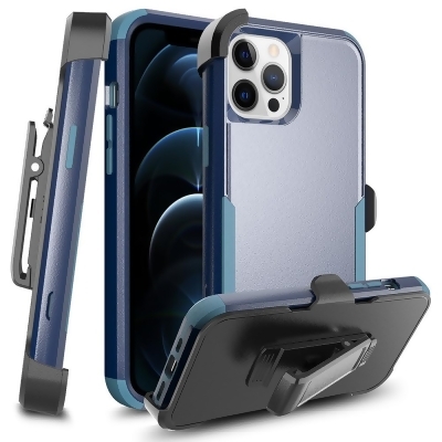 Dream Wireless HSCIP13P-BRKH-NA Brick Two Tone PC, TPU Hybrid Protective Case with Shockproof Corners Rotatable Holster Combo Clip for iPhone 13 Pro 6.1, Navy Blue 