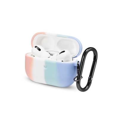 Dream Wireless CSAP3-TCB-03 Trio Color Block Silicone Case for Airpods 3, Blue - Holiday Gift with Carabiner - No.3 