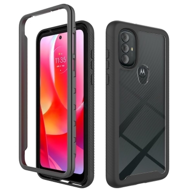 Dream Wireless FTCMOTGPW22-FUSXO-BK Tough Fusion-X Clear Rugged TPU Bumper Case with Hard PC Clear Back Shockproof for Moto G Power 2022, Black 