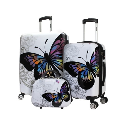 World Traveler 24DM110-13-20-24 World Traveler Butterfly 3-Piece Hardside Expandable Spinner Luggage Set 