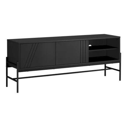 Monarch Specialties I 2734 60 in. Black Laminate, Metal Contemporary & Modern Console TV Stand 