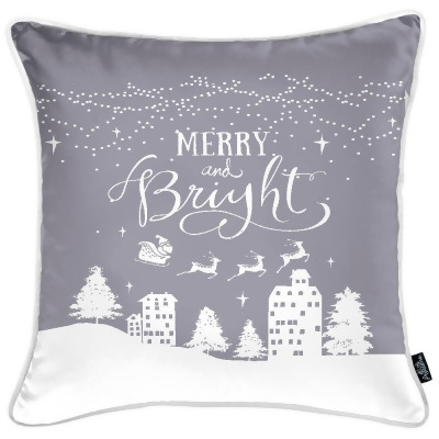 HomeRoots 402528 18 x 18 in. Zippered Polyester Christmas Snowflakes Throw Pillow Cover, Grey - Set of 4 