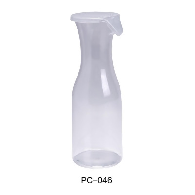 Yanco PC-046 11 x 3.75 in. Dia. Plastic Wine & Juice Decanter with Lid, Clear - 46 oz - Pack of 12 