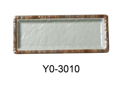 Yanco YO-3010 9.5 x 3.75 x 0.75 in. Yoto Melamine Rectangular Sushi Plate,  Matte - Pack of 24