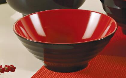 Yanco CR-576 36 oz Two-Tone Noodle Bowl, Black & Red - 2.75 x 7.75 in. - Pack of 24 