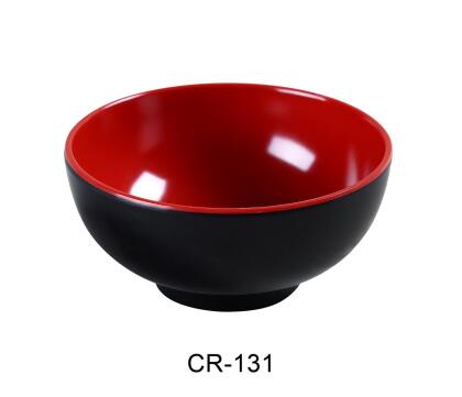 Yanco CR-131 8 oz Two-Tone Rice Bowl, Black & Red - 4.75 in. - Pack of 48 