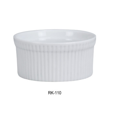 Yanco RK-110 10 oz Fluted Porcelain Ramekin, Super White Color - 4.25 x 2 in. - Pack of 24 