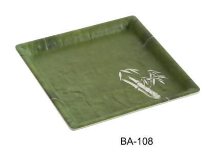 Yanco BA-108 1 x 8 x 8 in. Bamboo Style Melamine Square Plate - Pack of 48 