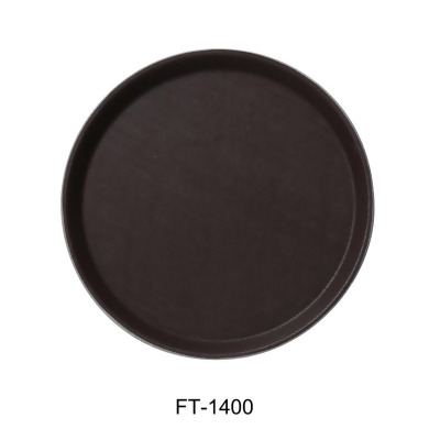 Yanco FT-1400 14 in. Round Serving Tray with Fiber Glass, Brown - Pack of 24 