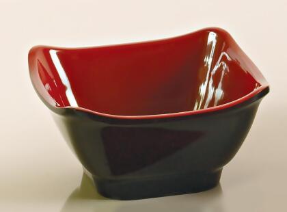 Yanco CR-5450 10 oz Two-Tone Square Bowl, Black & Red - 4.75 x 2.25 in. - Pack of 48 
