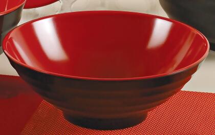 Yanco CR-566 24 oz Two-Tone Noodle Bowl, Black & Red - 2.5 x 6.75 in. - Pack of 48 