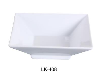 Yanco LK-408 8.5 in. Porcelain Square Bowl with Foot, Bone White - 28 oz - Pack of 12 