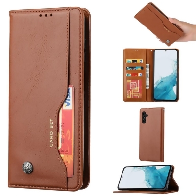 Dream Wireless LPFSAMA545G-0054-BR Essentials Series Leather Wallet Phone Case with Credit Card Slots for Samsung Galaxy A54 5G 2023 - Brown 