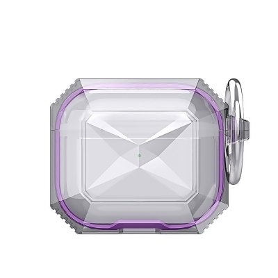 Dream Wireless CSAP3-DPT-PP Protek Ultra Clear Thick Case with Corner Shockproof Drop Protection with Carabiner for Airpods 3 Generation, Purple 