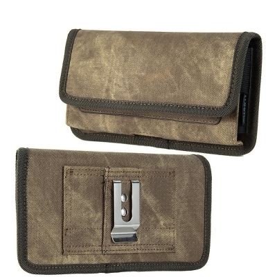 Dream Wireless LPLGGF-EUH3-BR 6.75 x 3.75 x 0.75 in. Luxmo Vertical Universal Special Fabric Pouch with Dual Card Slots, Light Brown Denim Fabric - Large 
