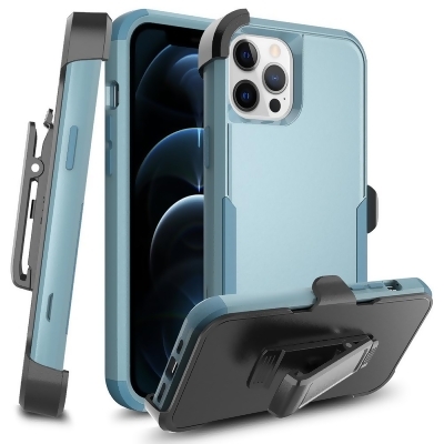 Dream Wireless HSCIP13P-BRKH-BL Brick Two Tone PC, TPU Hybrid Protective Case with Shockproof Corners Rotatable Holster Combo Clip for iPhone 13 Pro 6.1, Blue 