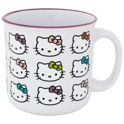 Hello Kitty 862157 20 oz Hello Kitty Rainbow Bows Ceramic Camper Mug, White 