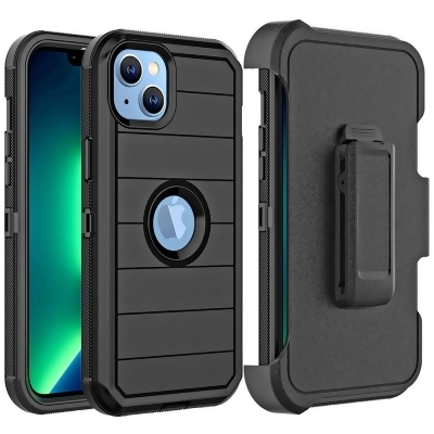 Dream Wireless HSCIP15L-0040-BK 6.7 in. iPhone 15 Plus & iPhone 14 Plus Marshall Series PC Plus TPU Hybrid Dual Protective Case with Rotatable Holster Combo Clip - Black 