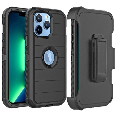 Dream Wireless HSCIP15U-0040-BK 6.7 in. iPhone 15 Pro Max Marshall Series PC Plus TPU Hybrid Dual Protective Case with Rotatable Holster Combo Clip - Black 