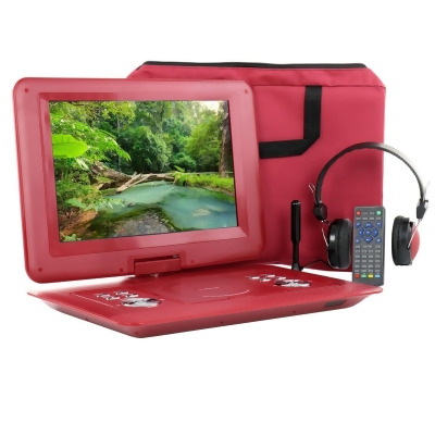 Trexonic TR-D141RED 14.1 in. Portable DVD Player with Swivel TFT-LCD Screen & USB & SD, AV & HDMI Inputs, Red 