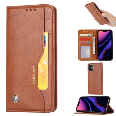 Dream Wireless LPFIPXR2-0054-BR Essentials Series Leather Wallet Phone Case with Credit Card Slots for iPhone 11 - Brown 
