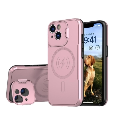 Dream Wireless TCAIP15L-0059-RG 6.7 in. Bolt Magsafe Collection Thick Protective Case with Full Camera Protection & Stand for iPhone 15 Plus & iPhone 14 Plus, Rose Gold 
