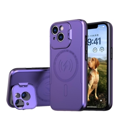 Dream Wireless TCAIP14-0059-PP 6.1 in. Bolt Magsafe Collection Thick Protective Case with Full Camera Protection & Stand for iPhone 14 & iPhone 13 - Purple 