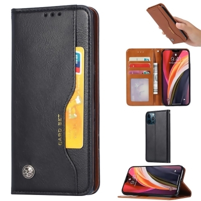 Dream Wireless LPFIP1261-0054-BK 6.1 in. Essentials Series Leather Wallet Phone Case with Credit Card Slots for iPhone 12 & 12 Pro - Black 