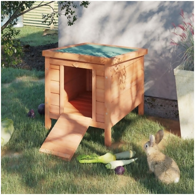 212 Main D2-0047 PawHut Small Wooden Rabbit Hutch Bunny Cage Guinea Pig Cage Duck House Dog House with Openable & Waterproof Roof, Natural 
