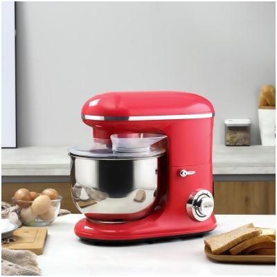 212 Main 800-112V80RD 7.5 qt. Homcom Tilt Head Kitchen Electric Stand Mixer with Stainless Steel Mixing Bowl for Baking Bread - Red 
