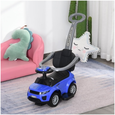 212 Main 370-116BU Aosom 3 in 1 Ride on Push Cars for Toddlers Kid Stroller Sliding Walking Car with Horn - Blue 