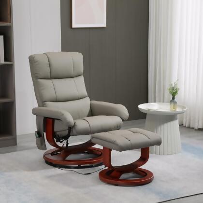 212 Main 700 158V80GY HomCom Massage Recliner Chair with Ottoman Gray