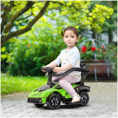 212 Main 370-223V00GN Aosom 2-in-1 Ride-On Push Car Toys for Licensed Toddler Sliding, Green 