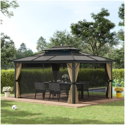 212 Main 84C-268 Outsunny 11 x 15 ft. Hardtop Gazebo Canopy with Double Polycarbonate Roof 