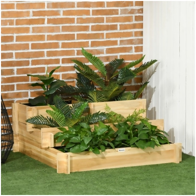 212 Main 845-639V00ND Outsunny 3 Tier Raised Garden Bed, Natural 