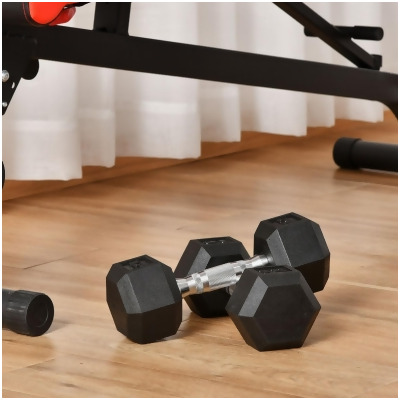 212 Main A91-159 3.75 x 3.75 x 10.75 in. 24 lbs Rubber Dumbbells Weight Set, Jet Black 