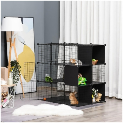 212 Main D51-221 PawHut Pet Playpen with Door Storage Shelf for Kittens Chinchillas & Pet Minks 