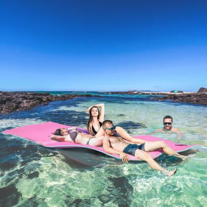 212 Main A34-013V00PK 12 x 5 ft. Soozier Lily Pad Floating Mat with Cup Holder Table, Pink 