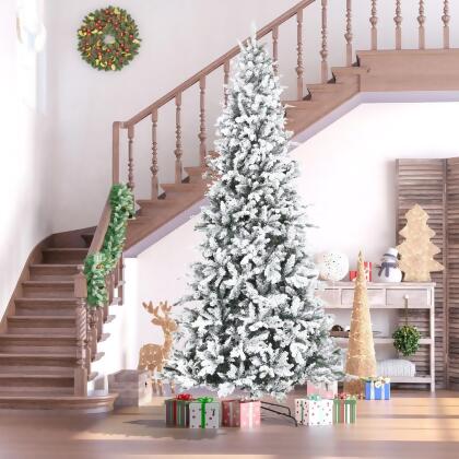212 Main 830-574V00GN 7 ft. Homcom Pine Snow Flocked Artificial Christmas Tree, Green & White 