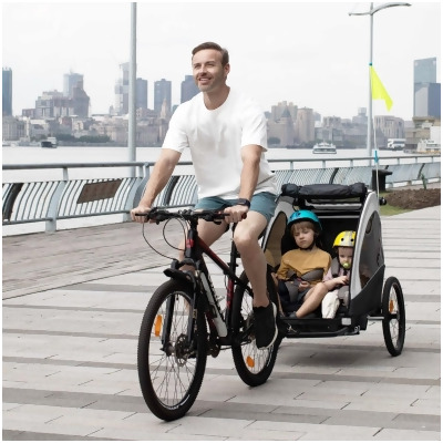 212 Main 440-014WT Aosom Child Bike 3 in 1 Foldable Baby Trailer, White 