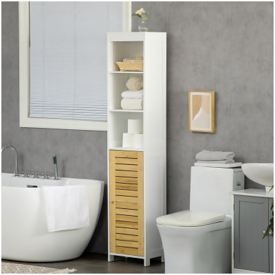 212 Main 834-404 Kleankin Tall Bathroom Storage Cabinet, White & Yellow 