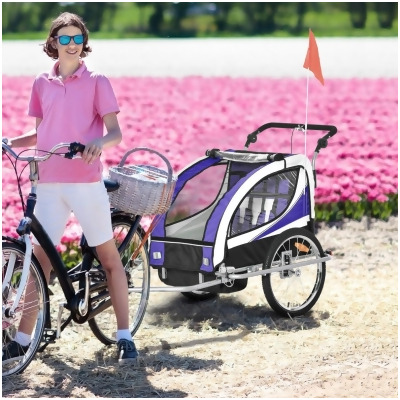 212 Main 440-001VT Aosom Folding Child Bike Baby Trailer with Safety Flag, Purple 