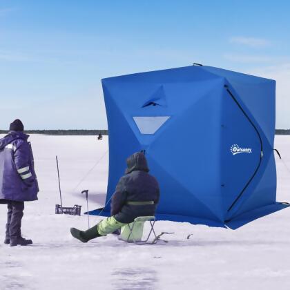 Outsunny 8 Person Portable Ice Fishing Shelter, Outdoor Tent w/ Travel –  ShopEZ USA