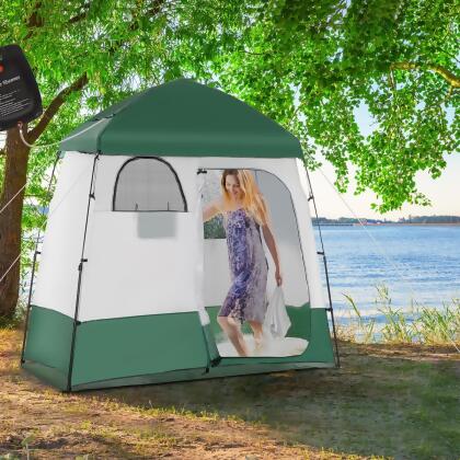212 Main A20-224GN Outsunny Pop Up Shower Tent with Two Rooms, Green