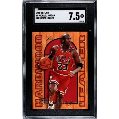 Athlon CTBL-037360 NBA Michael Jordan 1995-1996 Flair Hardwood Leader Card with No.4-SGC Graded 7.5 NM Plus Chicago Bulls 