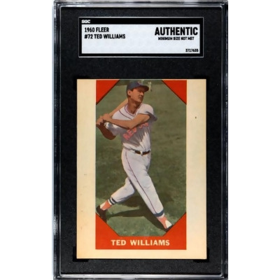 Athlon CTBL-037252 No.72 MLB Ted Williams 1960 Fleer Baseball Card - SGC Slabbed Authentic - Minimum Size Boston Red Sox 