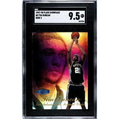 Athlon CTBL-037378 NBA Tim Duncan 1997-1998 Flair Showcase Row 3 Rookie Card No.5- SGC Graded 9.5 MT Plus San Antonio Spurs 