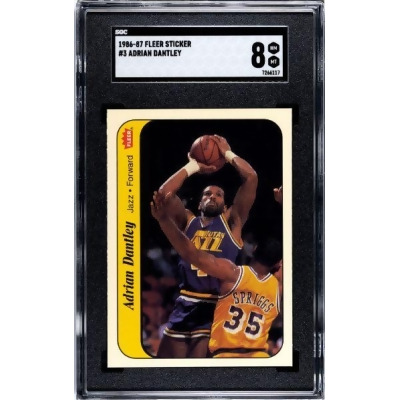 Athlon CTBL-037344 NBA Adrian Dantley 1986-1987 Fleer Sticker Card with No.3-SGC Graded 8 NM-MT Utah Jazz 