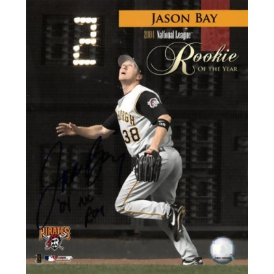 Athlon CTBL-037177 8 x 10 in. MLB Jason Bay Signed Pittsburgh Pirates Photo - 2004 NL Roy Inscription - COA 